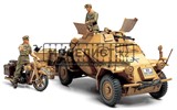 1/35 Нем.БТР Sd.Kfz.222 африк.корпус, мотоцикл DKW NZ350, 3 фигуры, фототравление , металлич. ствол. - фото 18126